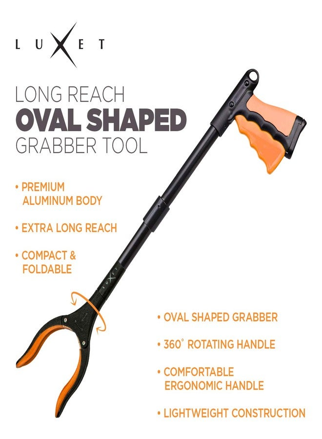 Luxet Grabber Reacher Tool 19 Inch Long, Foldable Pick Up Stick - Strong Grip Magnetic Tip - Heavy Duty Trash Picker Claw Reacher Grabber Tool Elderly Wheelchair Mobility Aid (Orange) - Image 3